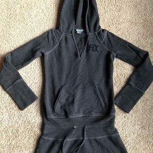 XS Armani Exchange Drawstring Hooded Shirt Dress